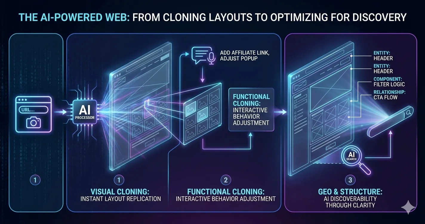 How to c;one website with AI