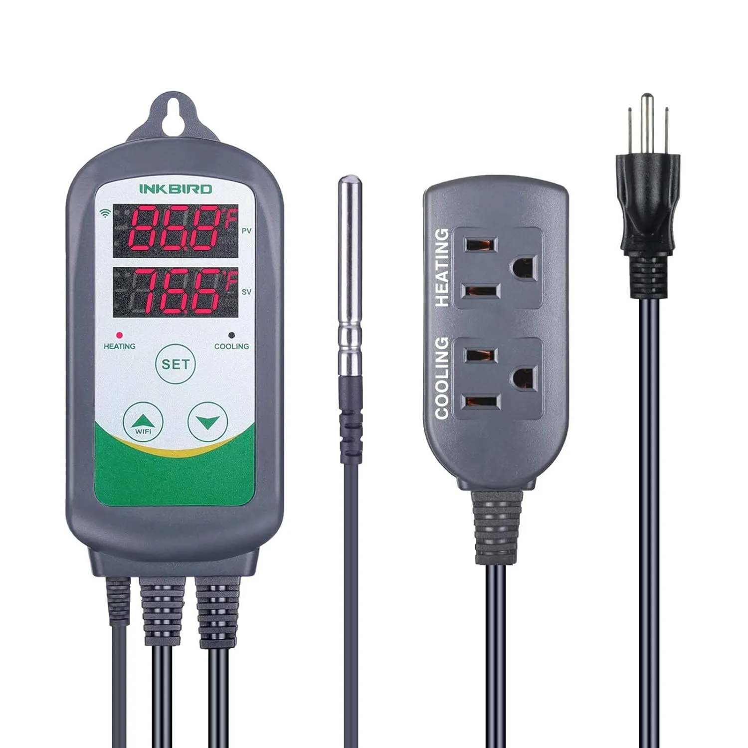 Inkbird WiFi ITC-308 Digital Temperature Controller Thermostat Remote Monitoring Controlling Home Brewing Fermentation Breeding Incubation Greenhouse